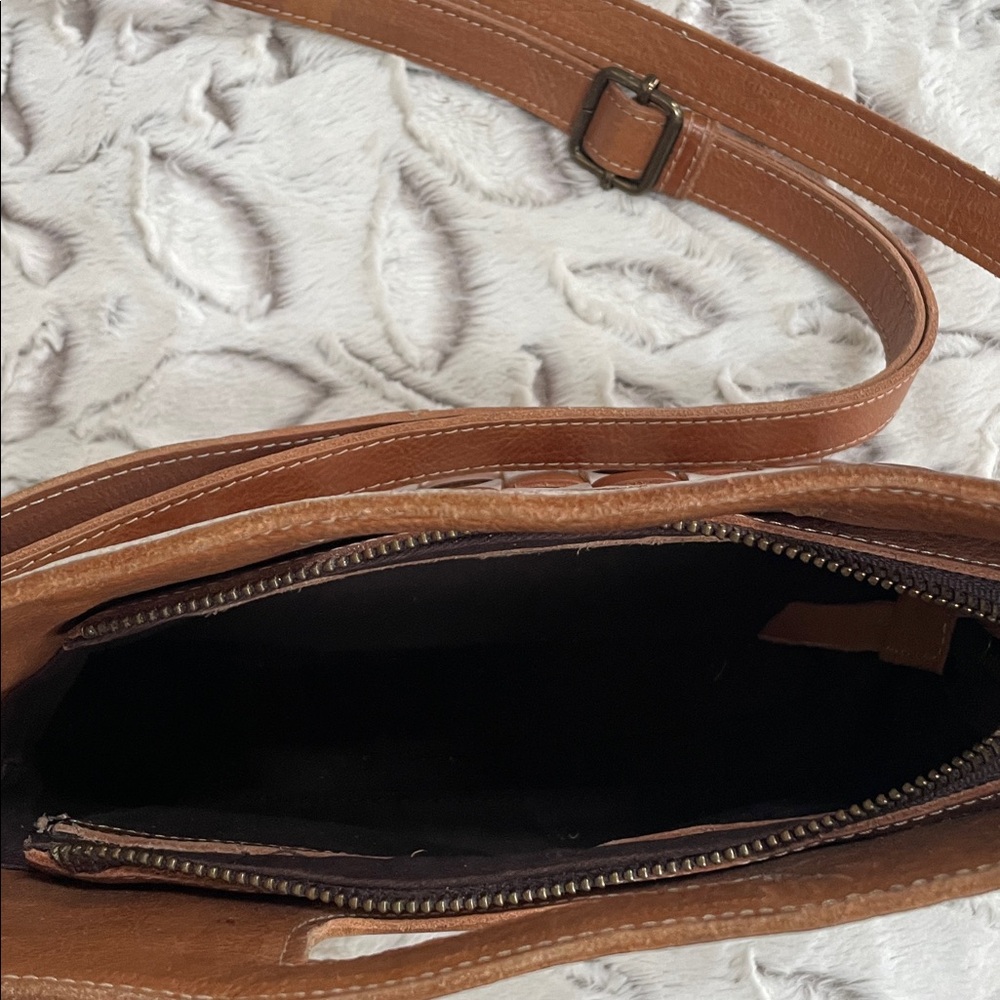 BED|STU Tan and Cream Checkered Crossbody Bag - Picture 3 of 5